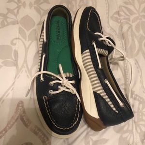 Blue and white sperry's